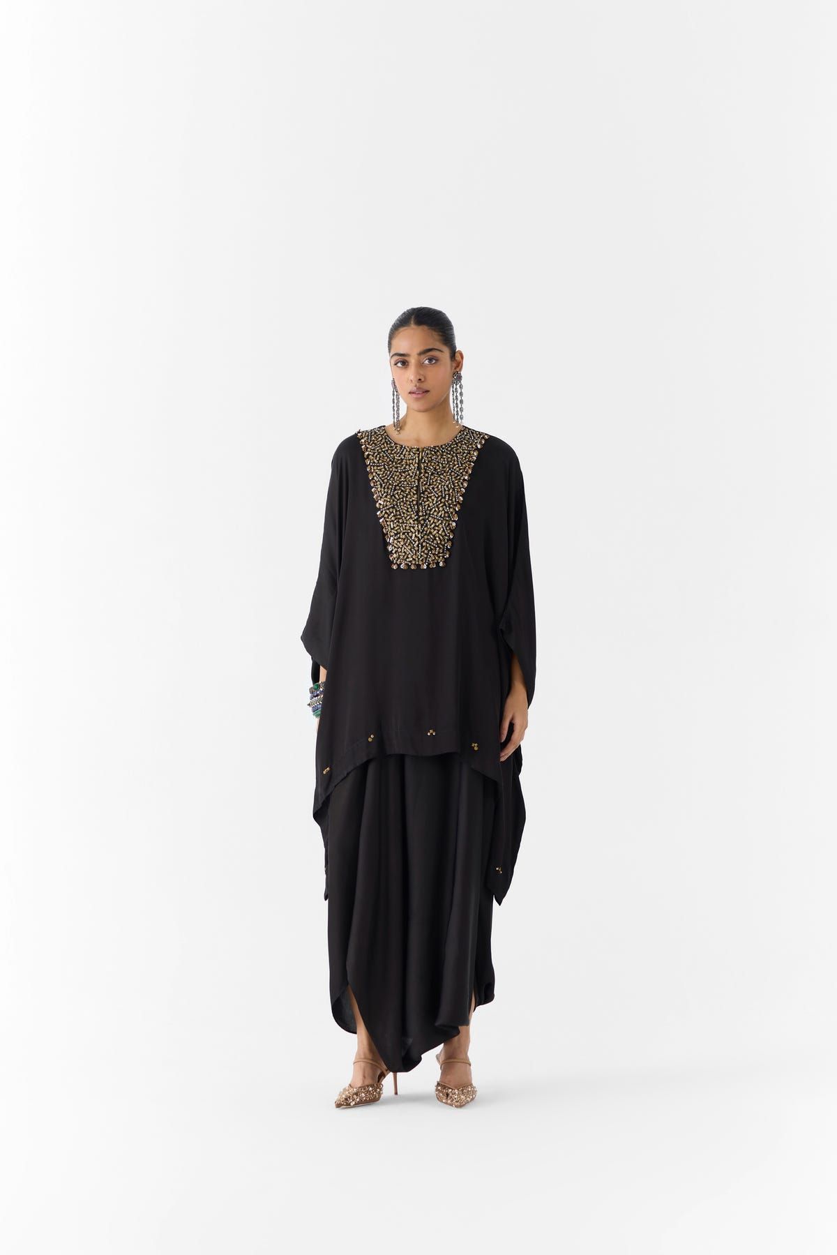 ONYX EMBROIDERED KIMONO AND KNOT SKIRT - image 1