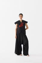 RED TIGER LILY WAIST COAT & DHOTI PANTS view 1