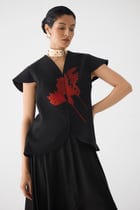 RED TIGER LILY WAIST COAT & DHOTI PANTS view 2