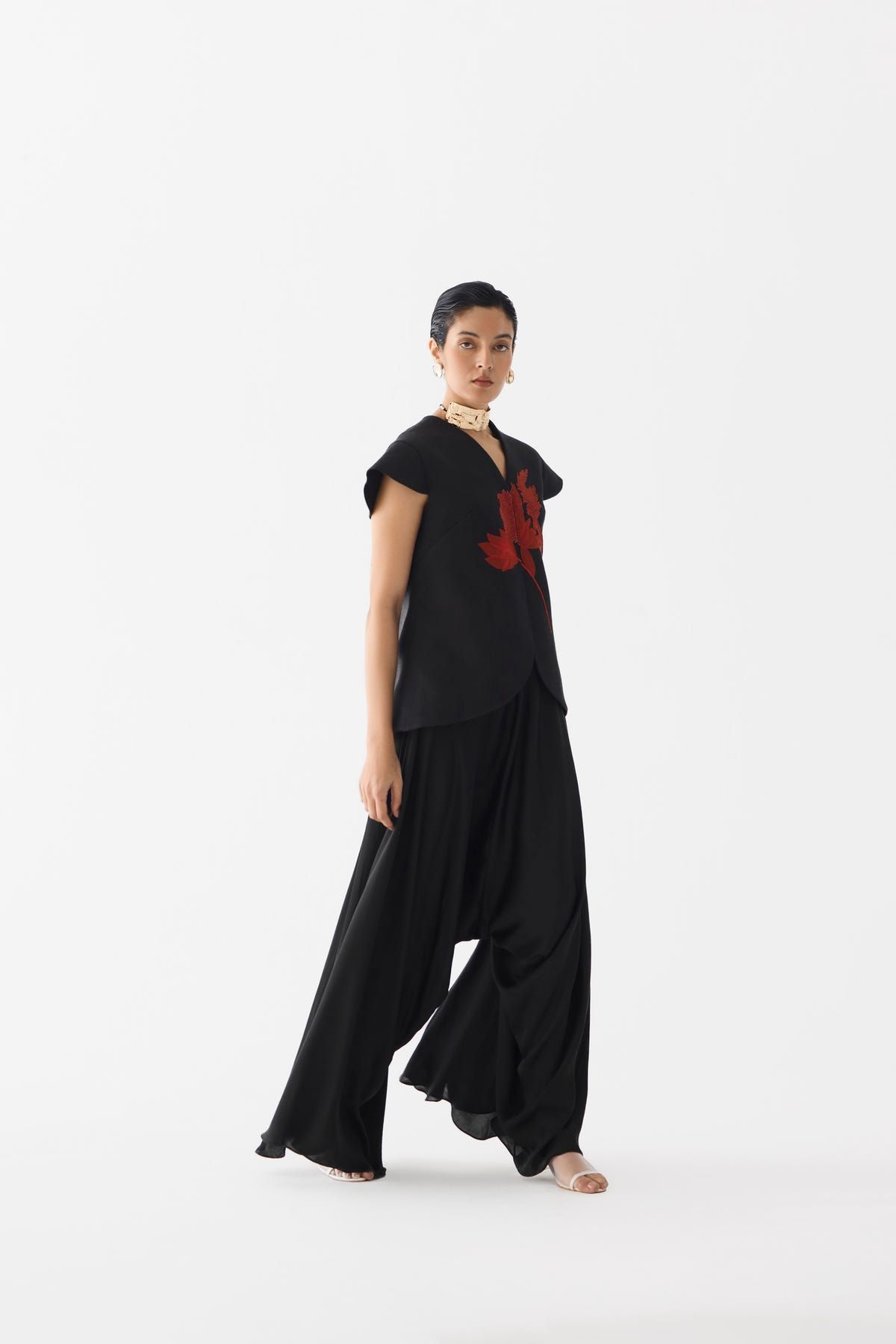RED TIGER LILY WAIST COAT & DHOTI PANTS - image 3