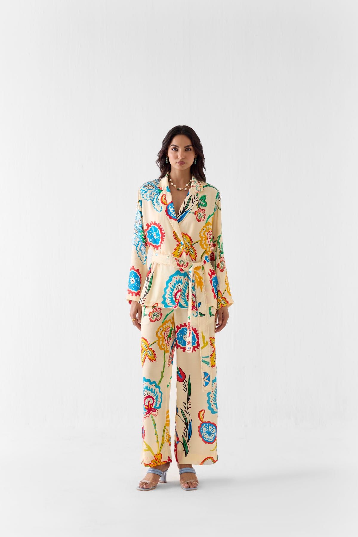 SANGANER BLAZER SHIRT AND TROUSERS CO-ORD - image 1