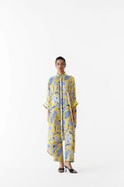 YELLOW PINEAPPLE FRONT BUTTON KIMONO AND PANTS CO-ORD view 1