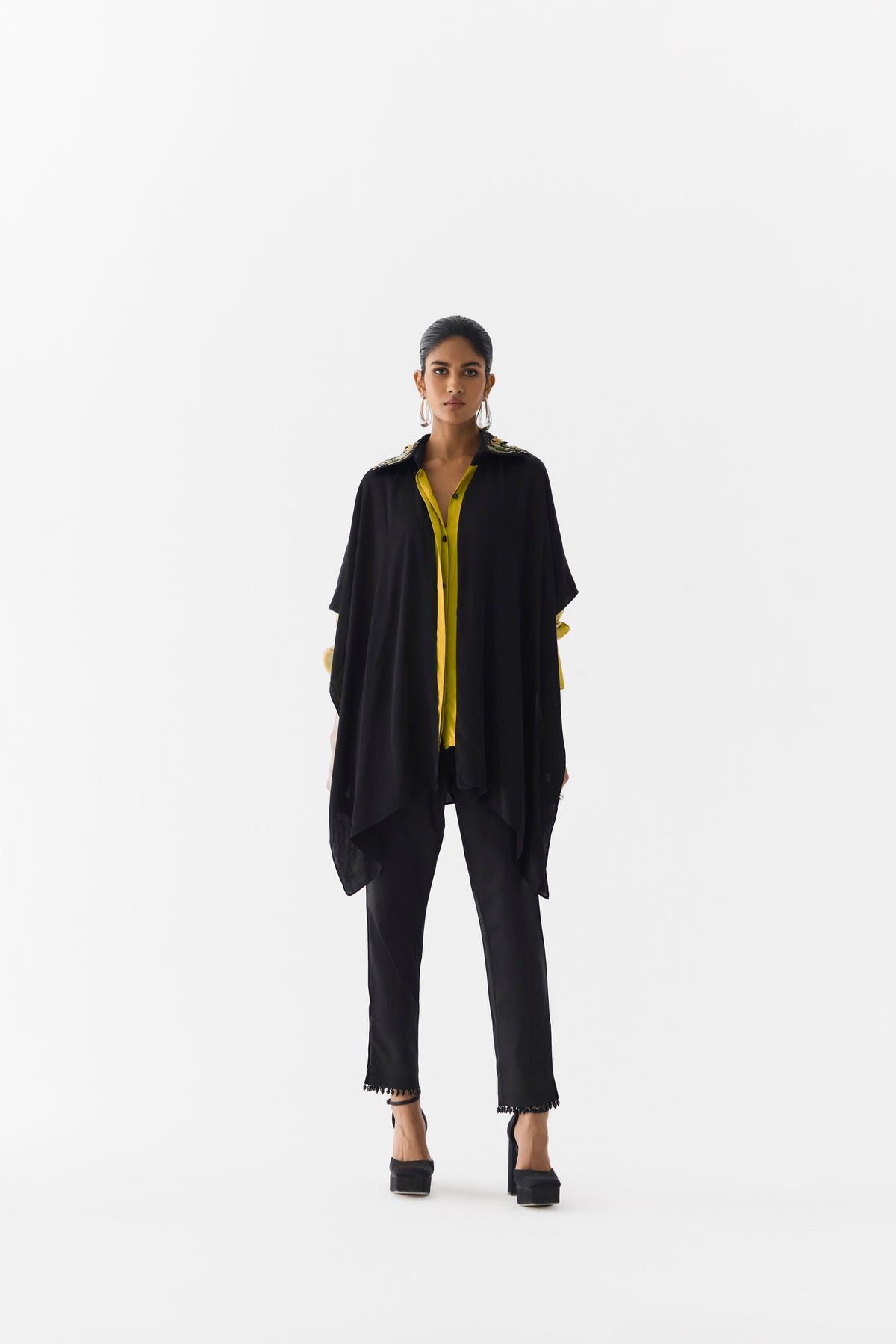OLIVE CALLA LAYERED TWO TONE SHIRT - image 1