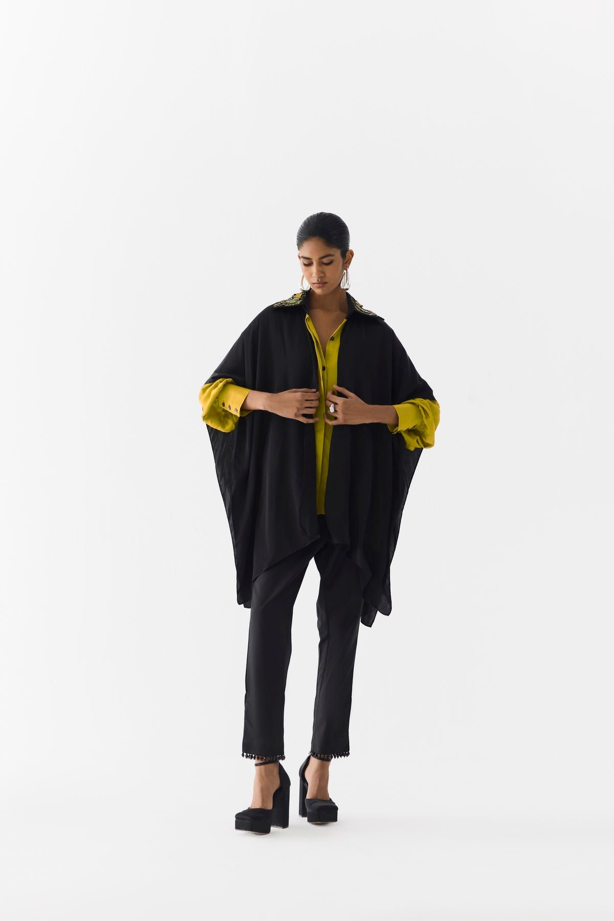 OLIVE CALLA LAYERED TWO TONE SHIRT - image 2