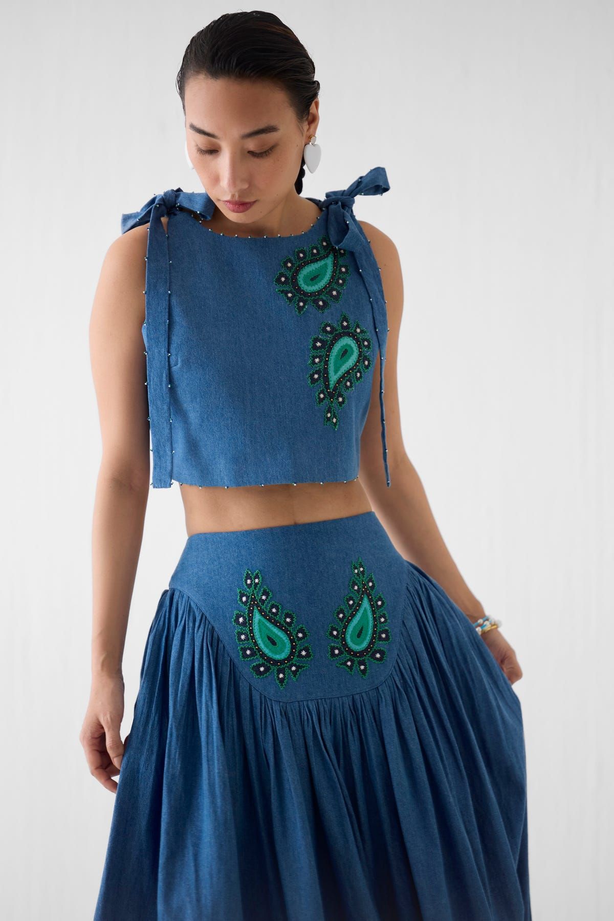 INDIGO CROP TOP & GATHERED SKIRT CO-ORD - image 2