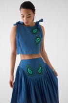 INDIGO CROP TOP & GATHERED SKIRT CO-ORD view 2