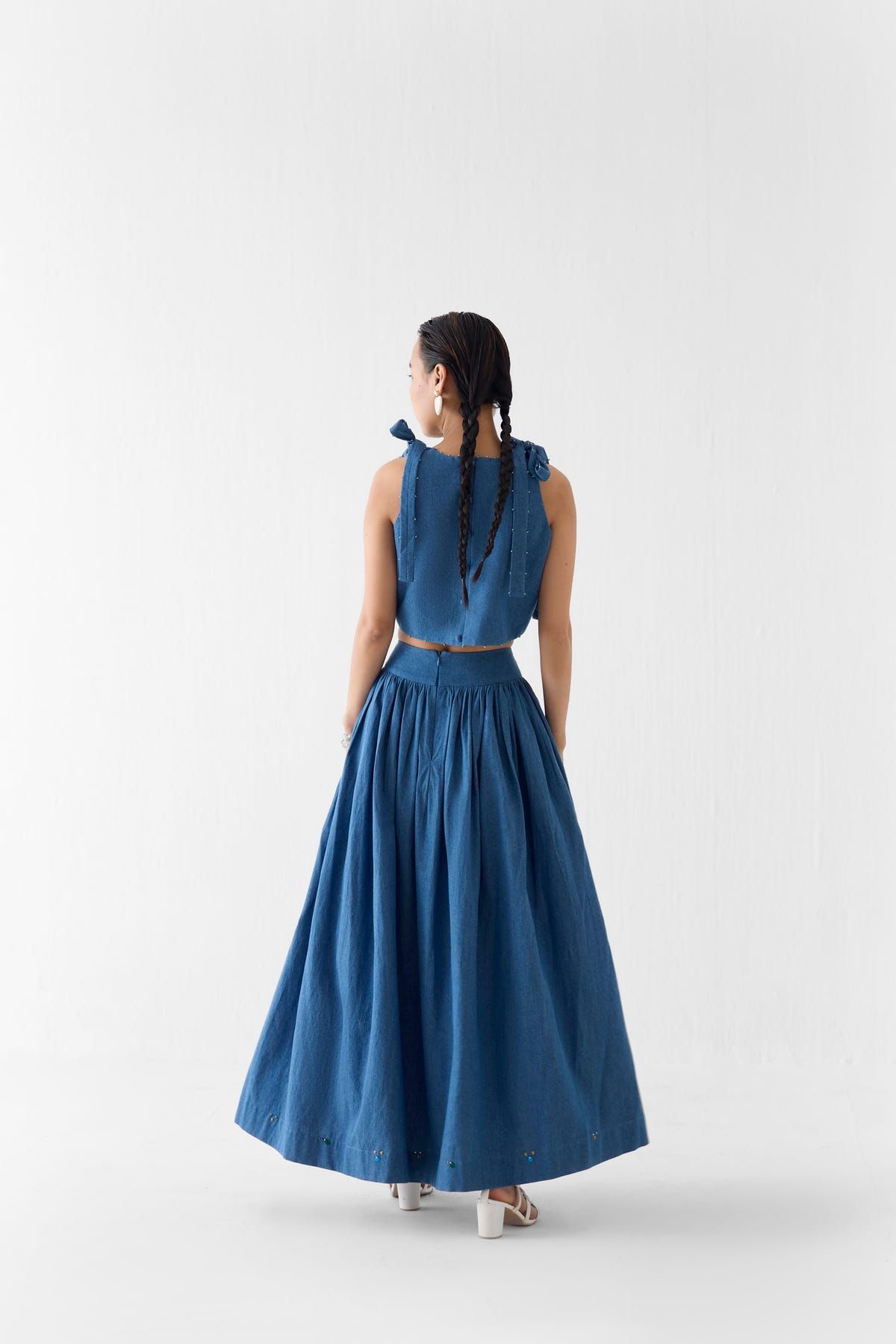 INDIGO CROP TOP & GATHERED SKIRT CO-ORD - image 3