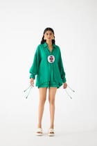 ZULU LINEN GREEN SHIRT & SHORTS CO-ORD view 1