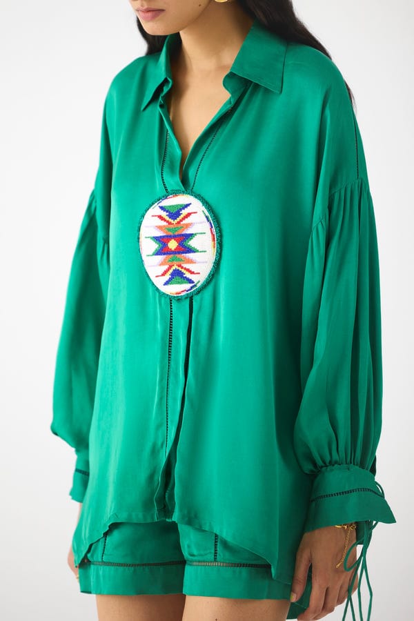 Studio Rigu — ZULU LINEN GREEN SHIRT & SHORTS CO-ORD