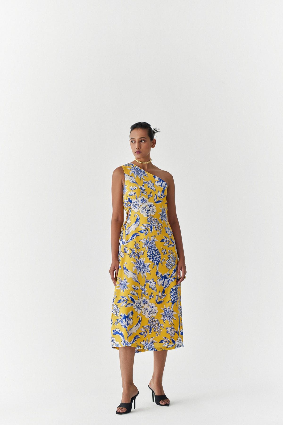 YELLOW PINEAPPLE ONE SHOULDER DRESS - image 1