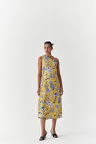 YELLOW PINEAPPLE ONE SHOULDER DRESS view 1
