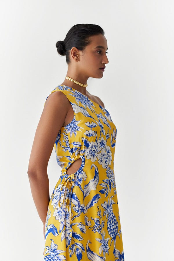 Studio Rigu — YELLOW PINEAPPLE ONE SHOULDER DRESS