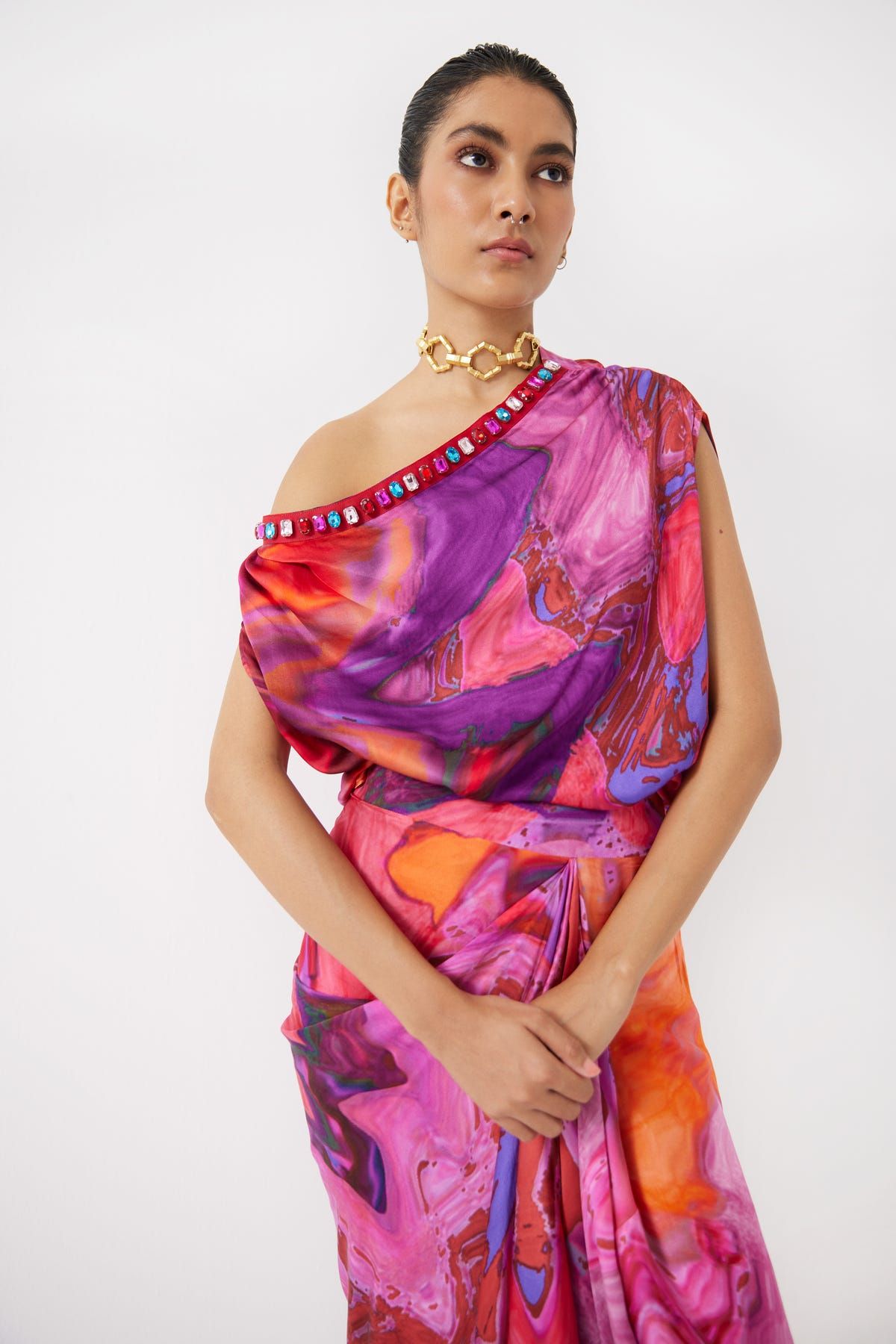 Red Sea Draped Top & Skirt Co-ord - image 2