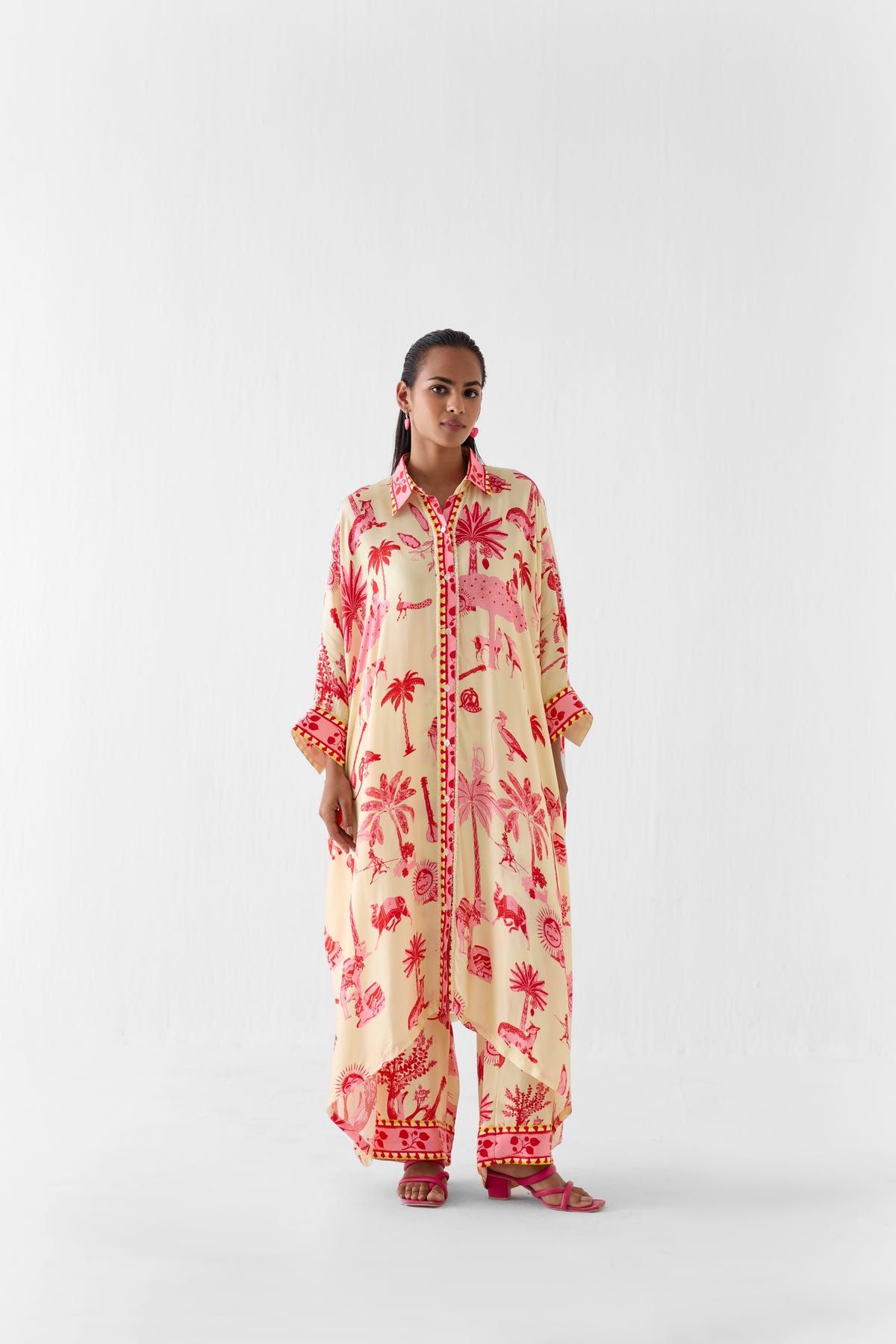 SAWAI FRONT BUTTON KIMONO AND PANTS CO-ORD - image 1