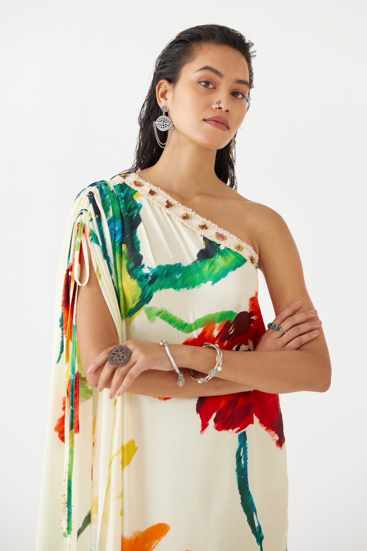 MONET ONE SHOULDER DRAWSTRING DRESS - image 5