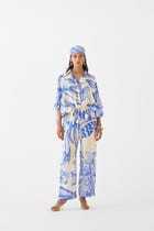 BLUE APHRODITE DRAWSTRING SHIRT & TROUSER CO-ORD view 1