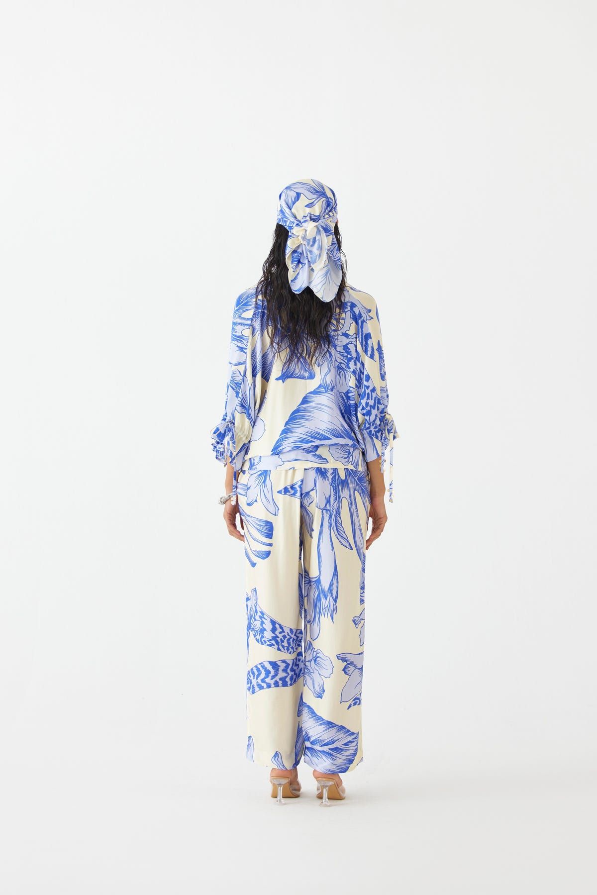 BLUE APHRODITE DRAWSTRING SHIRT & TROUSER CO-ORD - image 3