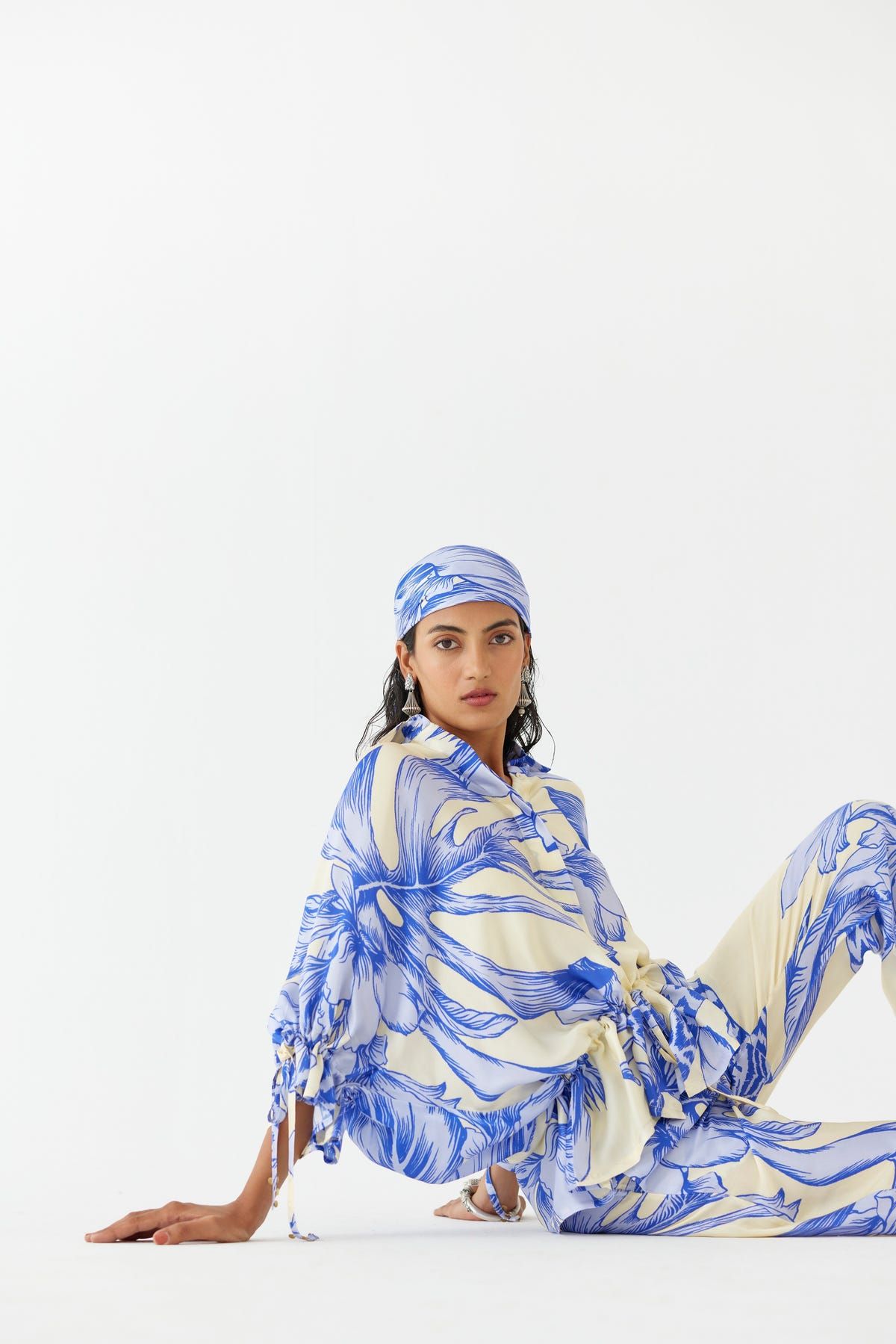 BLUE APHRODITE DRAWSTRING SHIRT & TROUSER CO-ORD - image 4