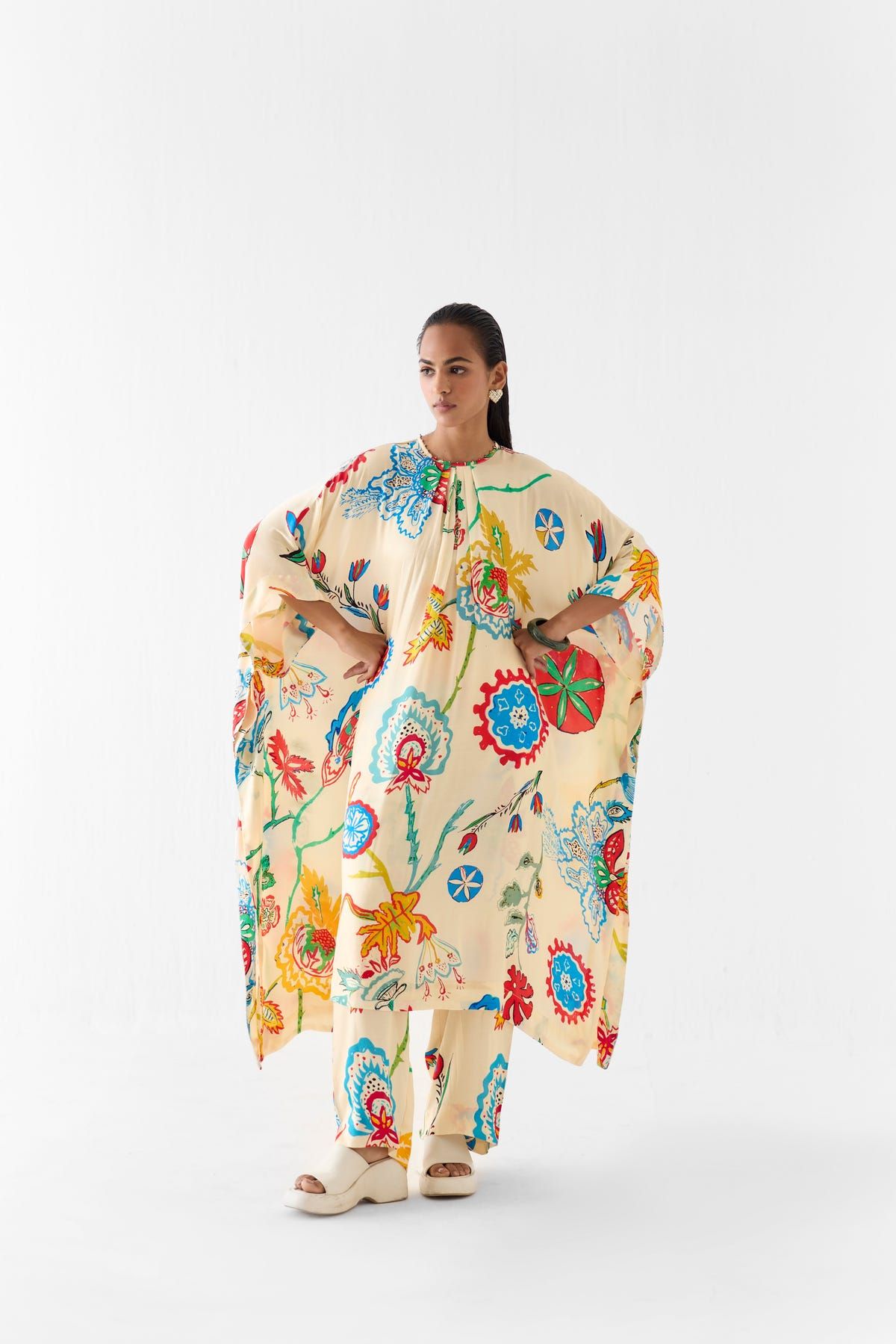 SANGANER KIMONO KURTA AND PANTS CO-ORD - image 1