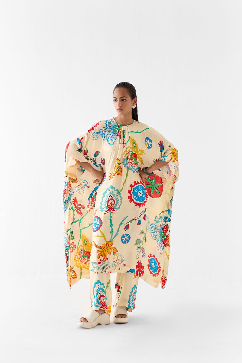SANGANER KIMONO KURTA AND PANTS CO-ORD