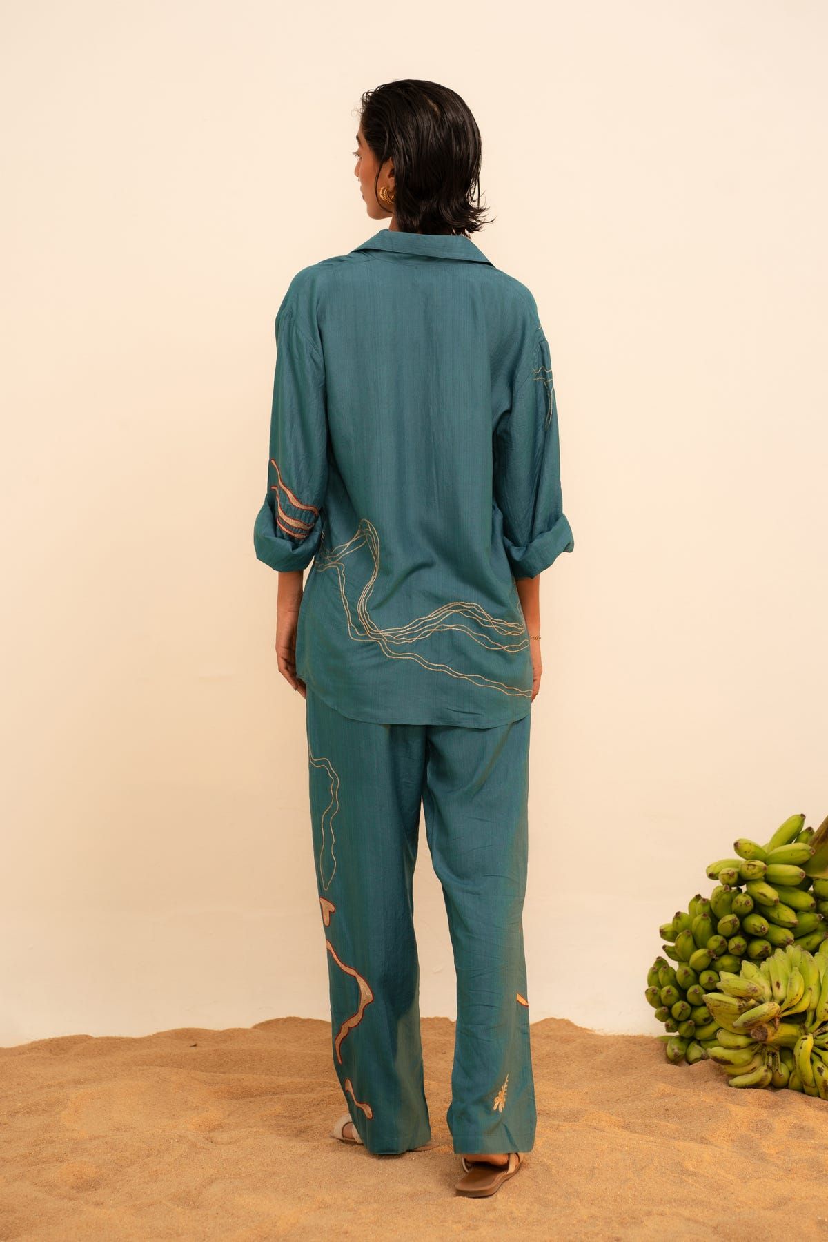 Samudram Coral Silk Trousers - image 4