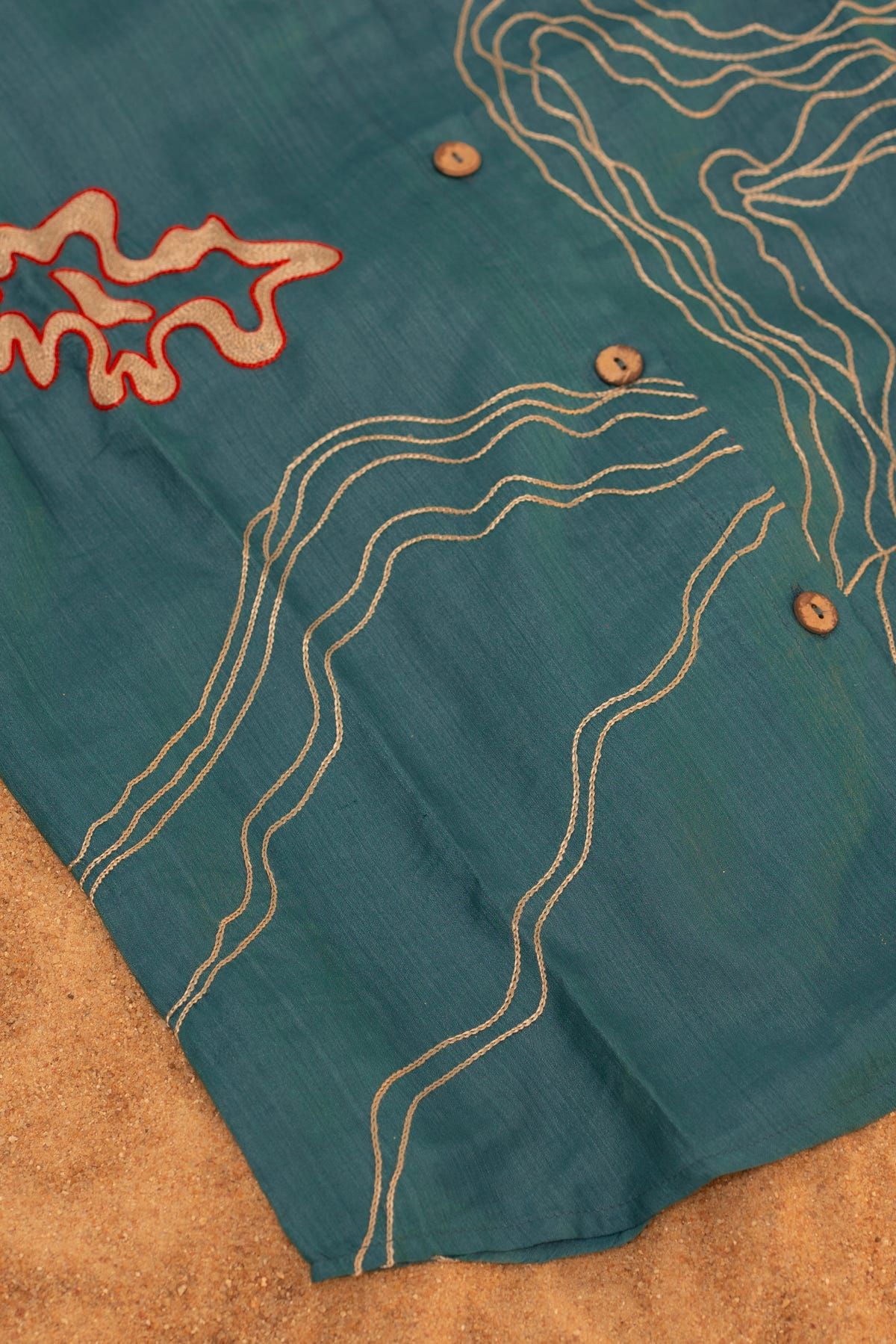 Samudram Coral Silk Shirt - image 3