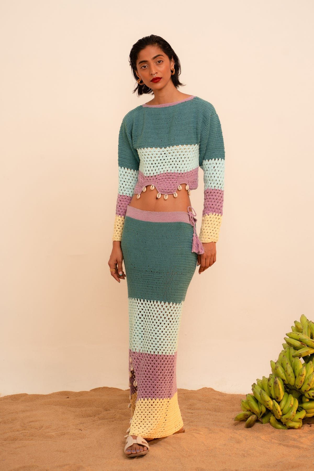 Samudram Colorblock Crochet Top - image 1