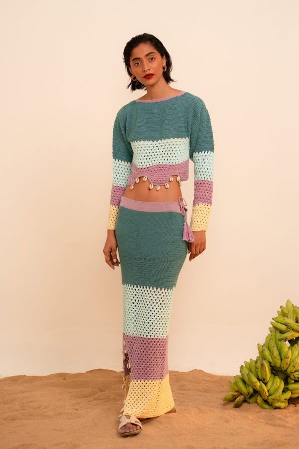 Tega Collective — Samudram Colorblock Crochet Top