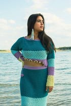 Samudram Colorblock Crochet Top view 5