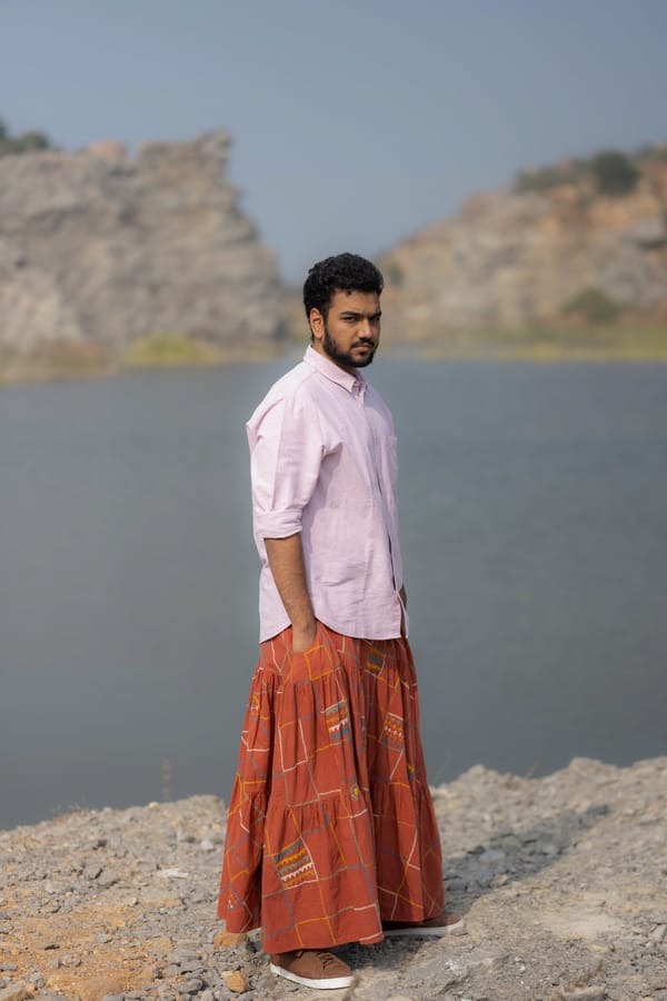 Tega Collective — Alankara Embroidered Tiered Maxi Skirt
