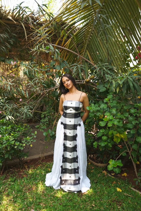 Tega Collective — Khet Blanc Handloom Maxi Dress