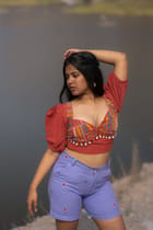 Alankara Balloon Sleeve Crop Top view 5