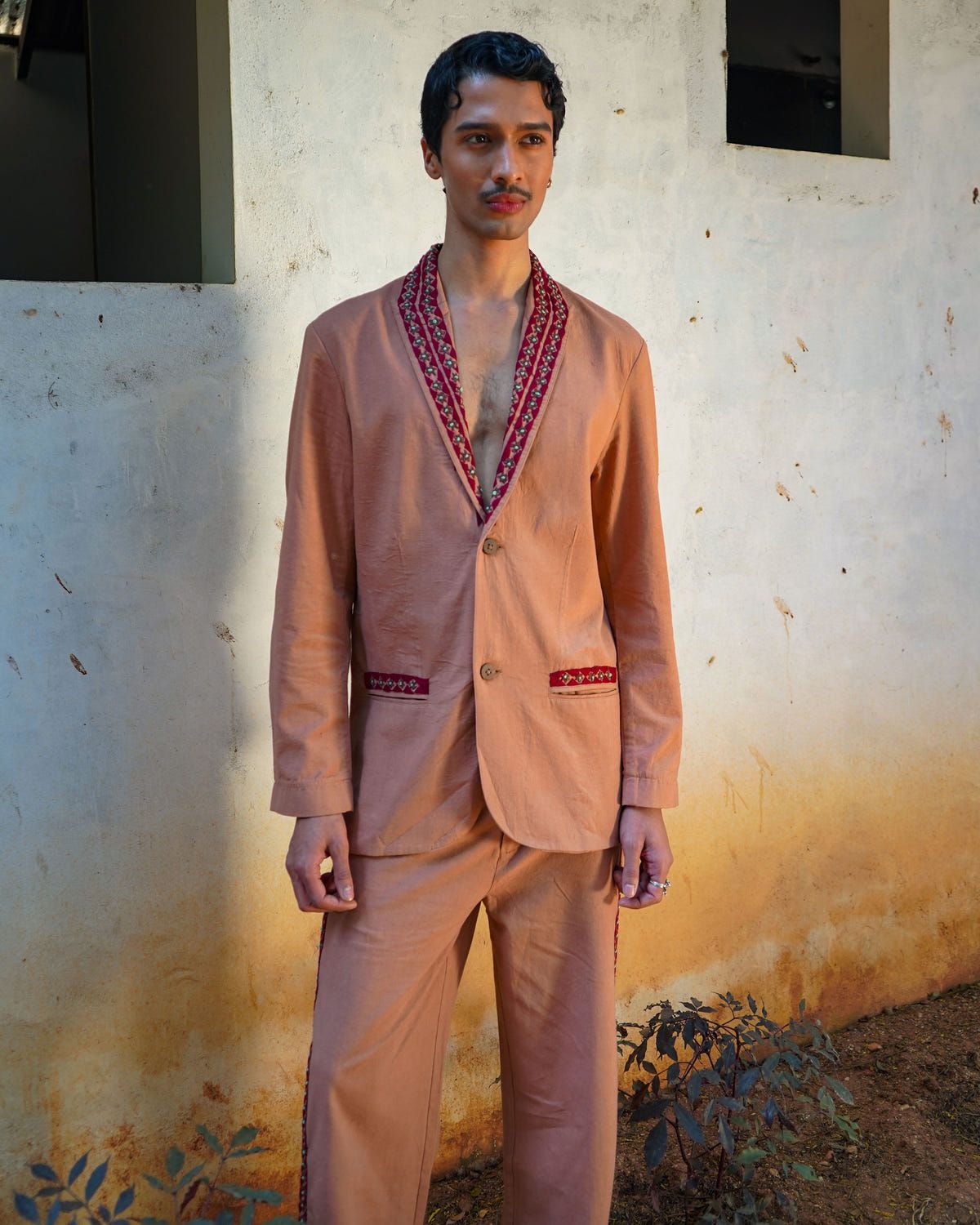 Khet Mocha Embroidered Blazer - image 1