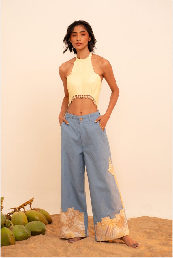 Tega Collective — Samudram Patchwork Wide-Leg Pants