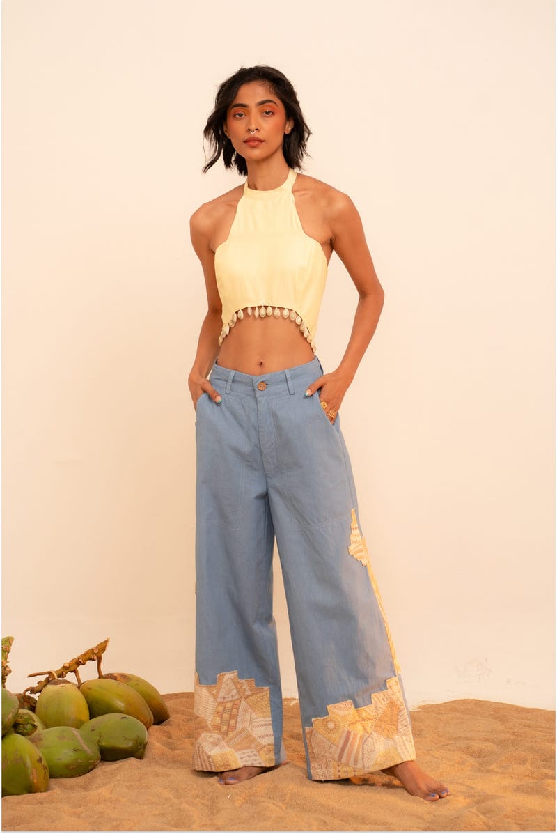 Samudram Patchwork Wide-Leg Pants