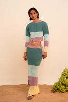 Samudram Colorblock Crochet Maxi Skirt view 1