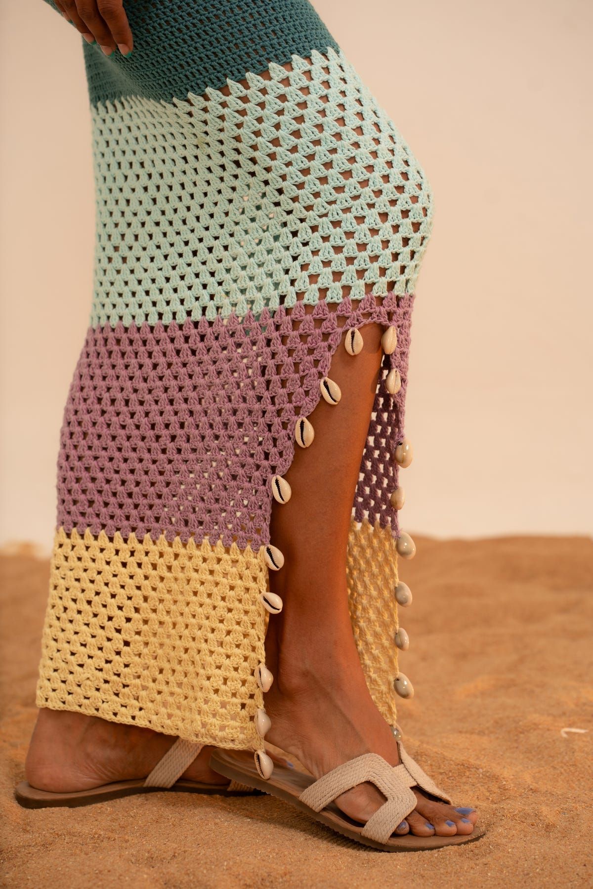 Samudram Colorblock Crochet Maxi Skirt - image 2
