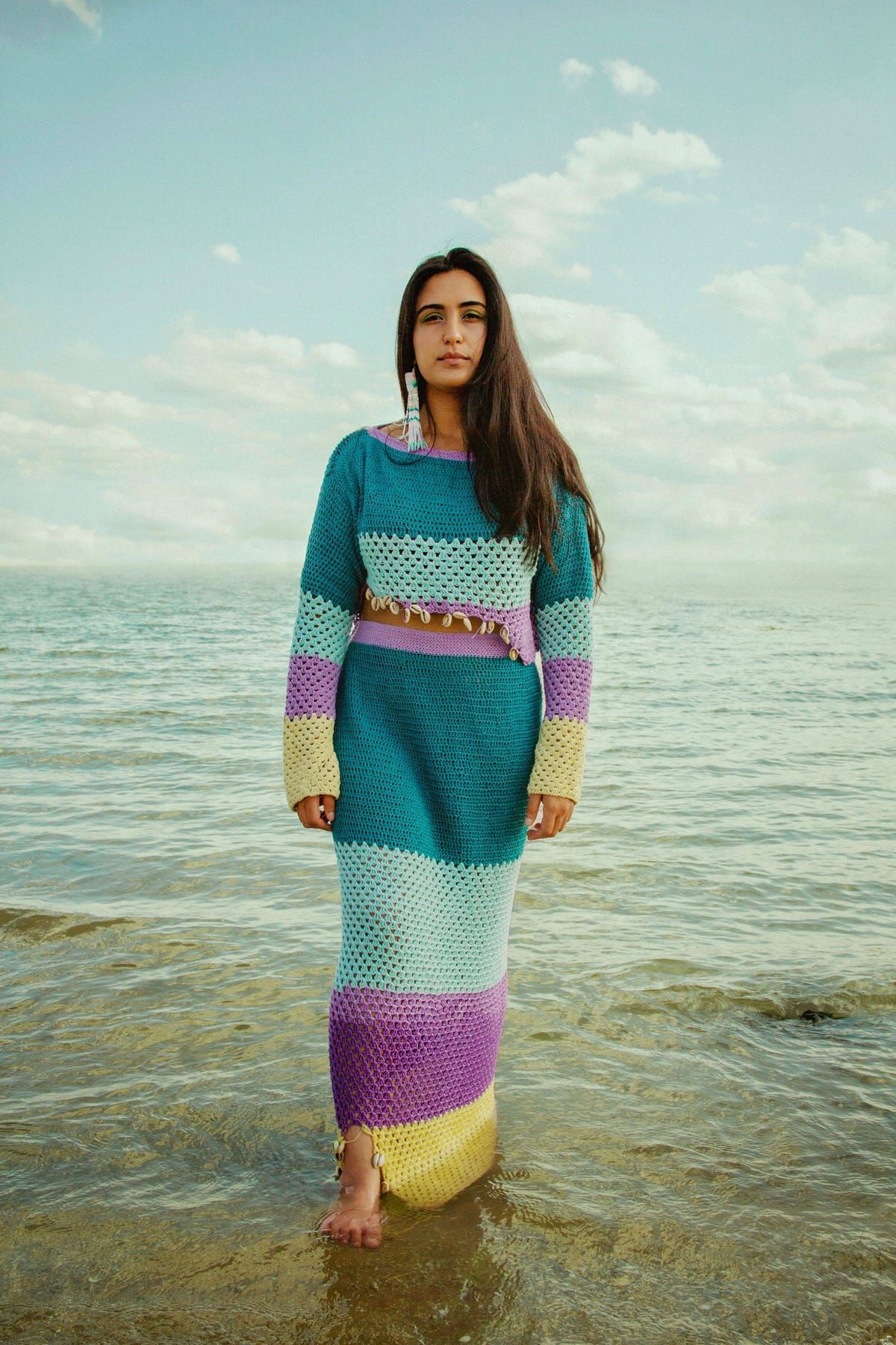 Samudram Colorblock Crochet Maxi Skirt - image 5