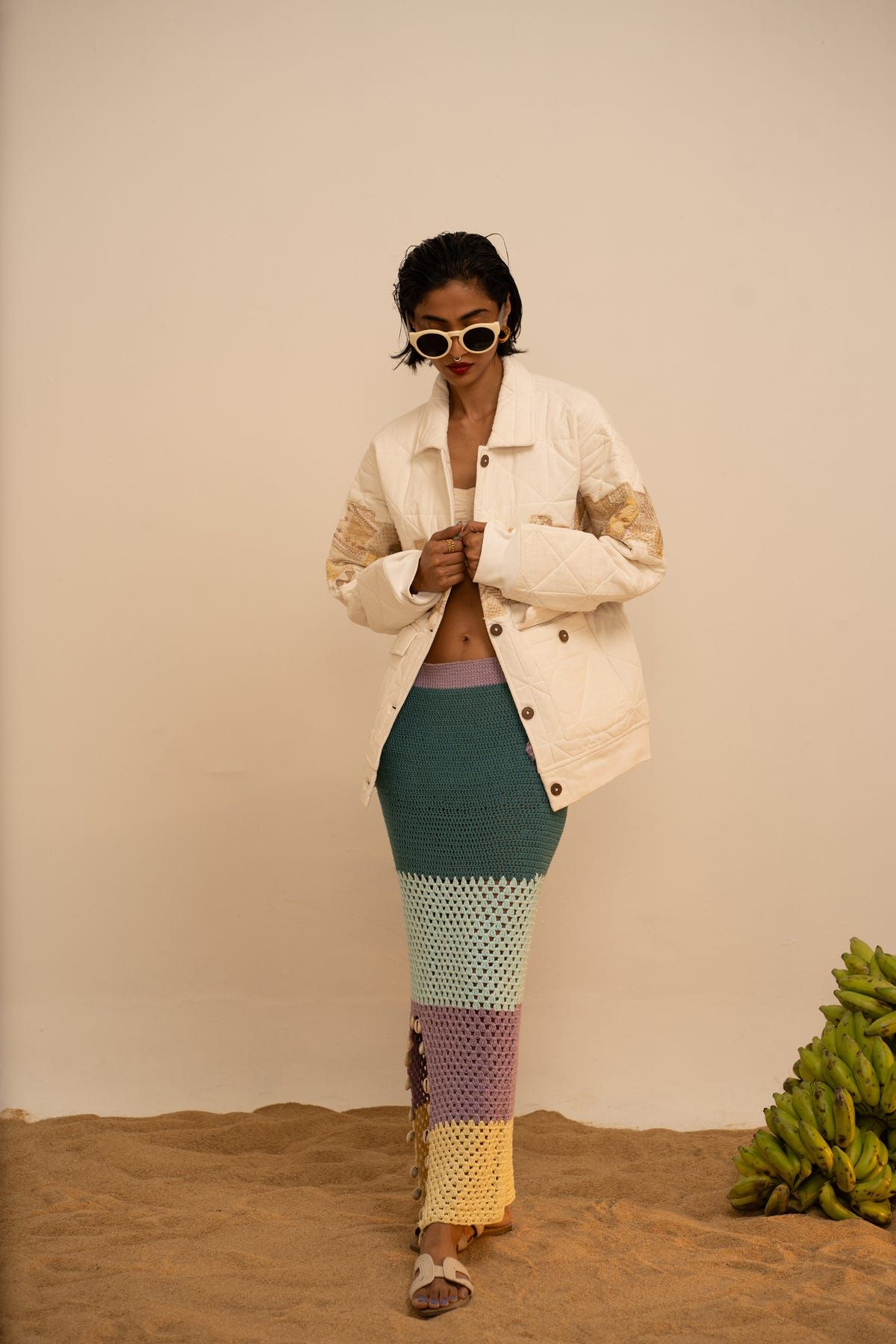 Samudram Colorblock Crochet Maxi Skirt - image 6