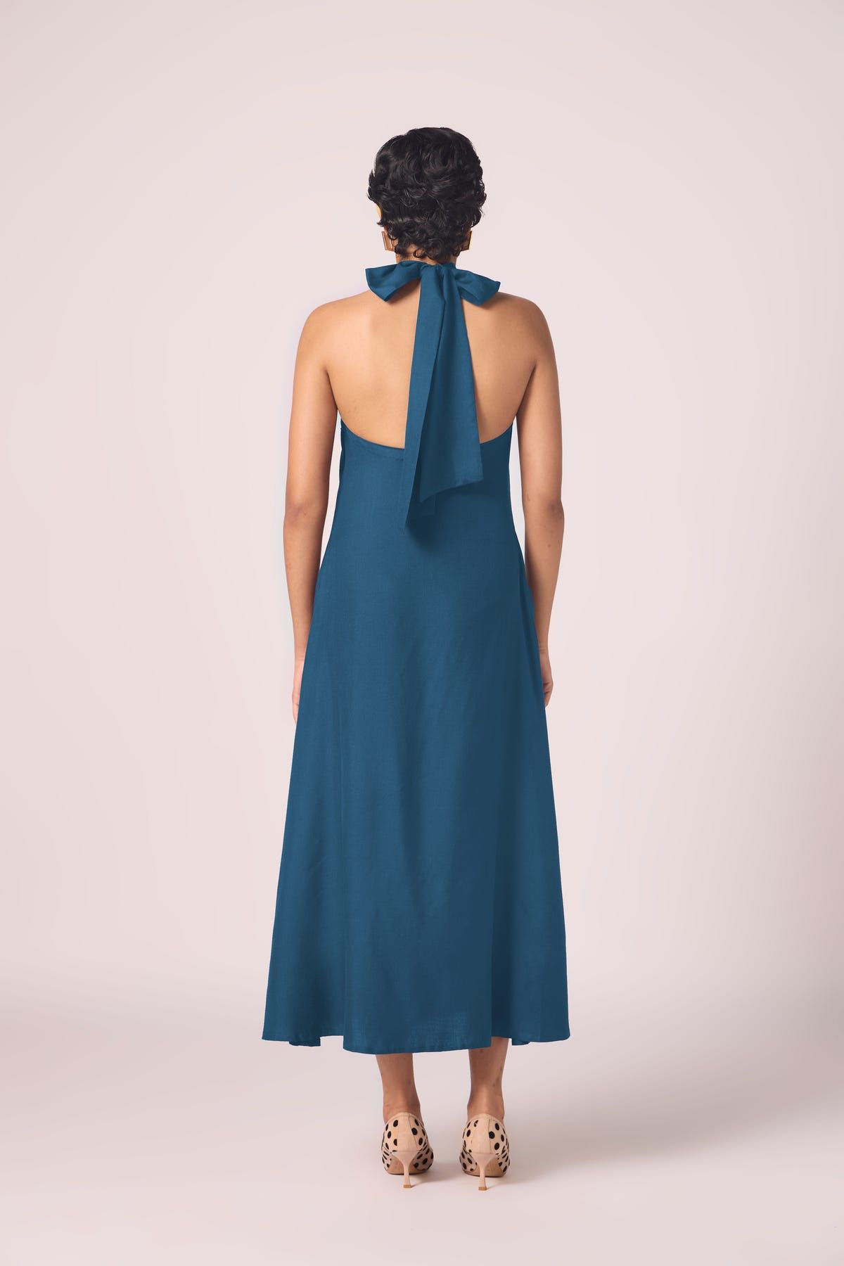 Saros Blue Silk Halter Dress - image 4