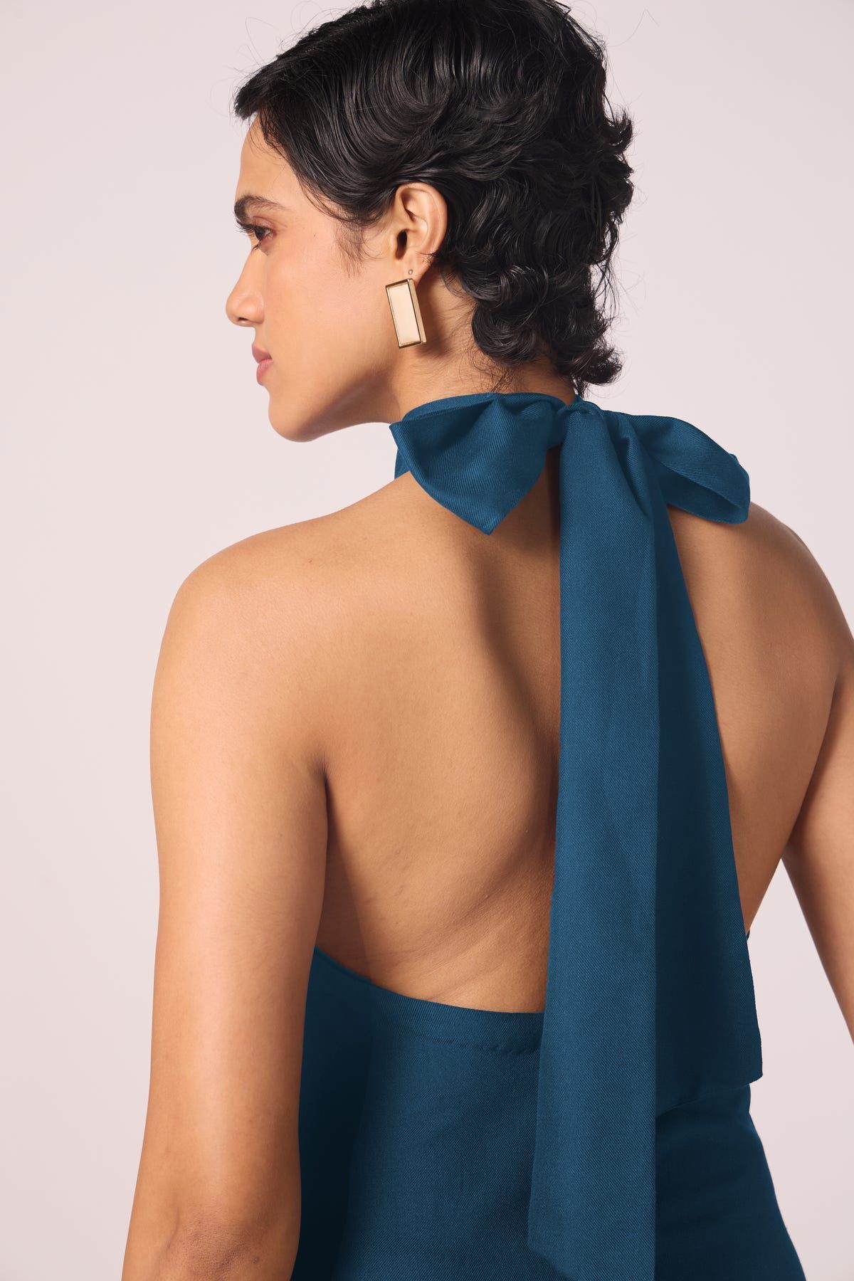 Saros Blue Silk Halter Dress - image 5