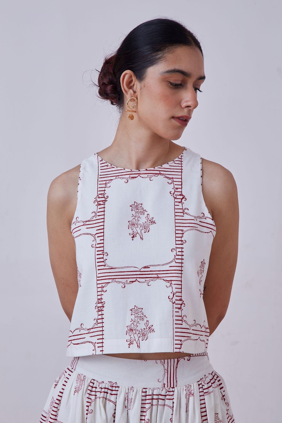 Penelope Red Hand Printed Top - image 1
