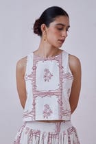 Penelope Red Hand Printed Top view 1