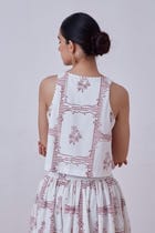Penelope Red Hand Printed Top view 5