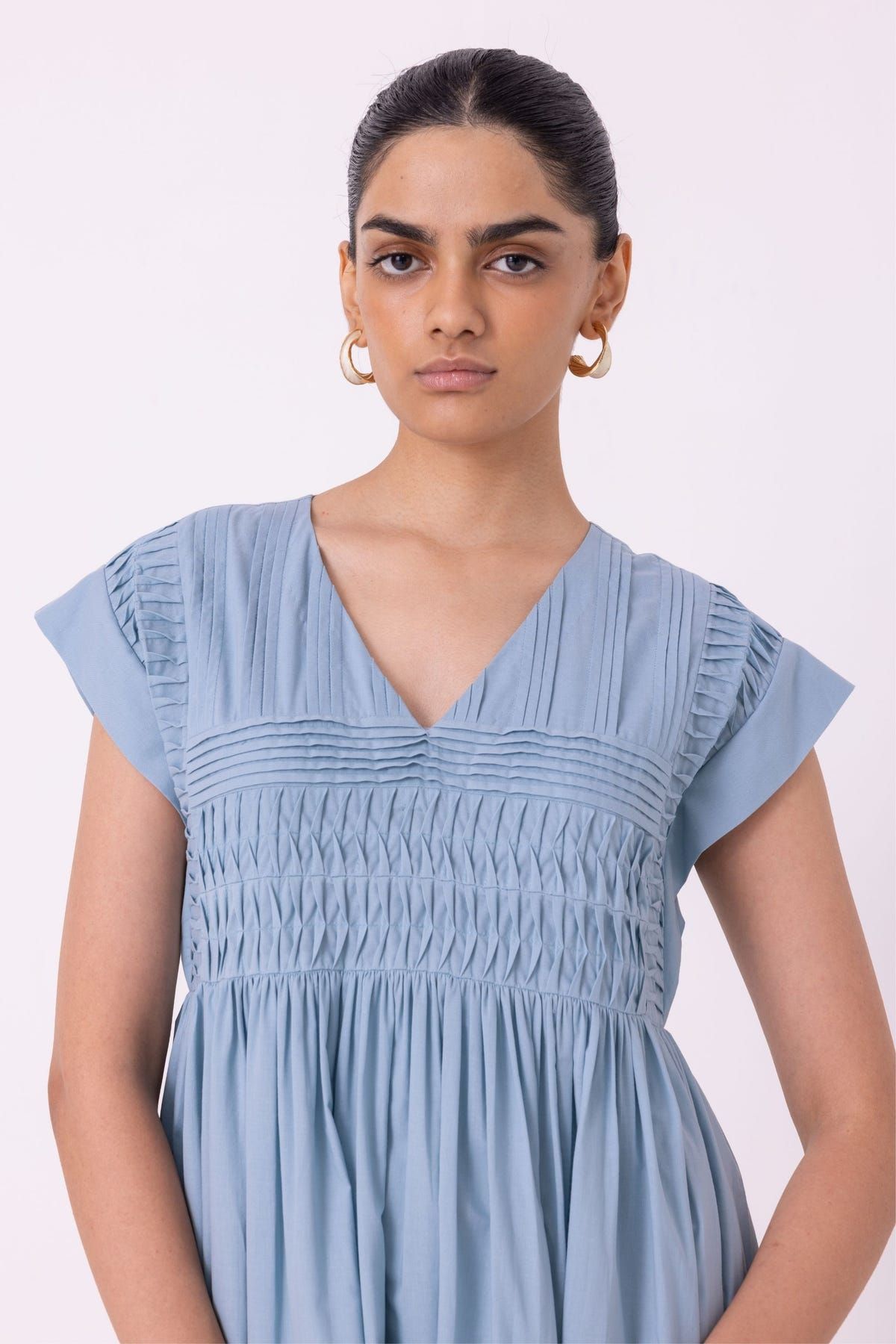Aelia Blue Pleated Midi Dress - image 4