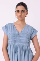 Aelia Blue Pleated Midi Dress view 4