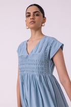 Aelia Blue Pleated Midi Dress view 5