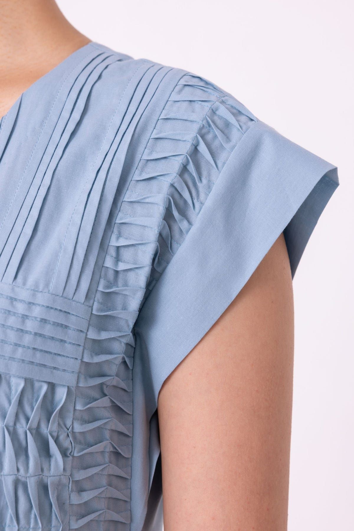Aelia Blue Pleated Midi Dress - image 6