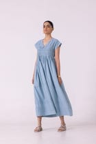 Aelia Blue Pleated Midi Dress view 8