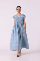 Aelia Blue Pleated Midi Dress view 9